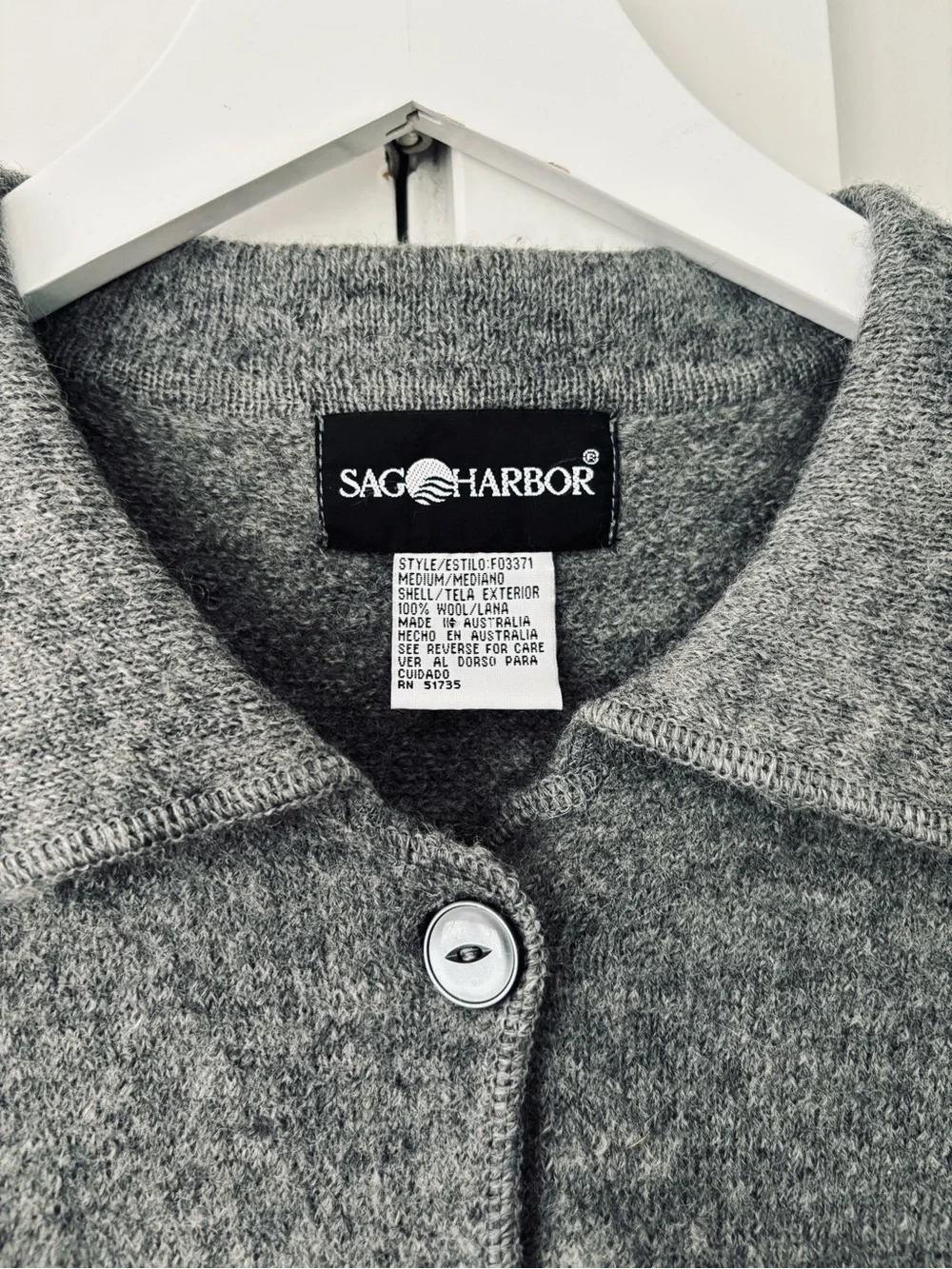 VTG Sag Harbor 100% Austrailian Wool Button Up Cardigan-Jacket women's medium